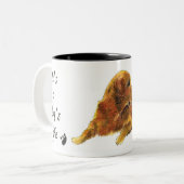 ゴールデンレトリバー水カラードッグズライフことわざ ツートーンマグカップ (正面左)