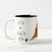 ゴールデンレトリバー水カラードッグズライフことわざ ツートーンマグカップ (左)