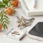 ゴールデンレトリバー水彩キーチェーン キーホルダー (側面)