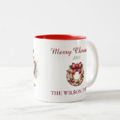 ゴールデンレトリバー水色クリスマスマグ ツートーンマグカップ (正面右)