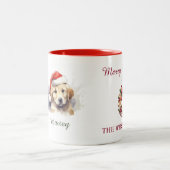 ゴールデンレトリバー水色クリスマスマグ ツートーンマグカップ (中央)