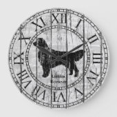 ゴールデンレトリバー洗浄ウッドパターン ラージ壁時計 (正面)