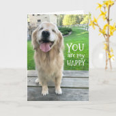 ゴールデンレトリバー犬あなたが私の幸せ カード (黄色い花)