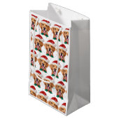 ゴールデンレトリバー犬がクリスマスを育てる スモールペーパーバッグ (正面アングル)