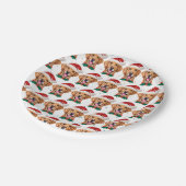 ゴールデンレトリバー犬がクリスマスを育てる ペーパープレート (アングル)