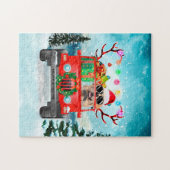 ゴールデンレトリバー犬とクリスマスプレゼント ジグソーパズル (横)