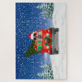 ゴールデンレトリバー犬とクリスマスプレゼント ジグソーパズル (縦)