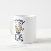 ゴールデンレトリバー犬とコーヒー愛好家 コーヒーマグカップ (正面左)