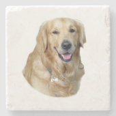 ゴールデンレトリバー犬の写真ポートレート ストーンコースター (正面)