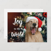 ゴールデンレトリバー犬の喜びへ世界のクリスマス シーズンポストカード (正面/裏面)
