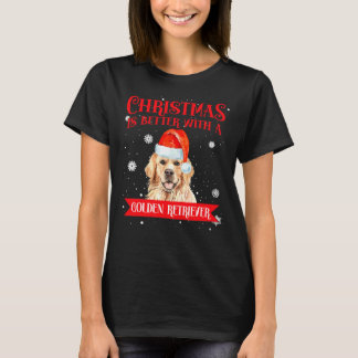ゴールデンレトリバー犬の方がクリスマスだ Tシャツ