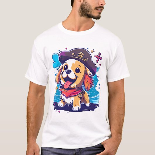 ゴールデンレトリバー犬の海賊 Tシャツ (正面)