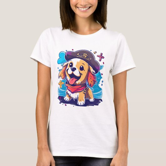 ゴールデンレトリバー犬の海賊 Tシャツ (正面)
