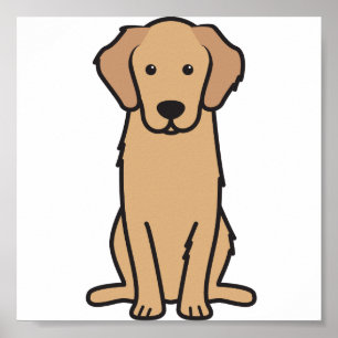 ゴールデンレトリバー犬の漫画 ポスター