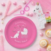 ゴールデンレトリバー犬の赤ちゃんシャワーピンクガール ペーパープレート (パーティー)