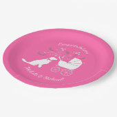 ゴールデンレトリバー犬の赤ちゃんシャワーピンクガール ペーパープレート (アングル)