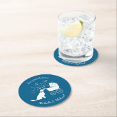 ゴールデンレトリバー犬の赤ちゃんシャワーブルーボーイ ラウンドペーパーコースター (インサイチュ)