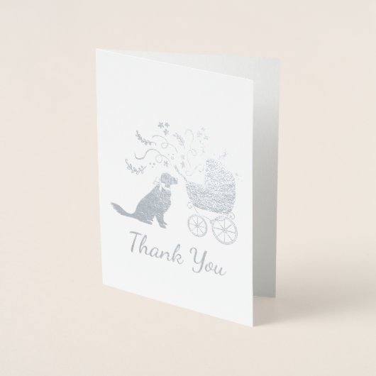 ゴールデンレトリバー犬の赤ちゃんシャワーブルーボーイ 箔カード (正面)