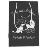 ゴールデンレトリバー犬の赤ちゃんシャワー ミディアムペーパーバッグ (正面)