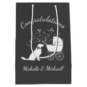 ゴールデンレトリバー犬の赤ちゃんシャワー ミディアムペーパーバッグ (裏面)