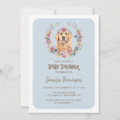 ゴールデンレトリバー犬の赤ちゃんシャワー 招待状 (正面)