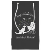 ゴールデンレトリバー犬の赤ちゃんシャワ男女兼用ー スモールペーパーバッグ (正面)