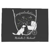 ゴールデンレトリバー犬の赤ちゃんシャワ男女兼用ー ラージペーパーバッグ (裏面)