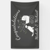 ゴールデンレトリバー犬の赤ちゃんシャワ男女兼用ー 横断幕 (縦)