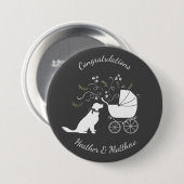 ゴールデンレトリバー犬の赤ちゃんシャワ男女兼用ー 缶バッジ (正面&裏面)