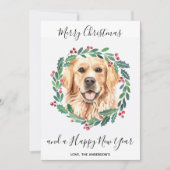 ゴールデンレトリバー犬エレガントメリークリスマス シーズンカード (正面)