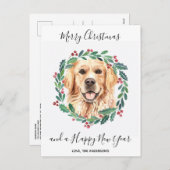 ゴールデンレトリバー犬エレガントメリークリスマス シーズンポストカード (正面/裏面)