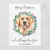 ゴールデンレトリバー犬エレガントメリークリスマス シーズンポストカード (正面)