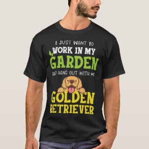 ゴールデンレトリバー犬デザインのガーデニングハングアウト Tシャツ