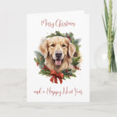ゴールデンレトリバー犬パーソナライズされたメリークリスマス シーズンカード (正面)
