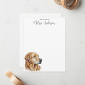 ゴールデンレトリバー犬モダンの水の色をパーソナライズ ノートカード (正面/裏面インサイチュ)