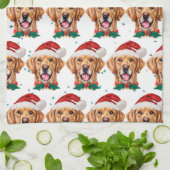 ゴールデンレトリバー犬種のクリスマス キッチンタオル (折り畳み)