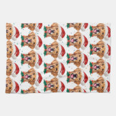 ゴールデンレトリバー犬種のクリスマス キッチンタオル (横)