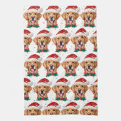 ゴールデンレトリバー犬種のクリスマス キッチンタオル (縦)