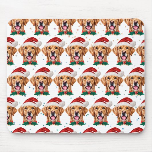ゴールデンレトリバー犬種のクリスマス マウスパッド (正面)