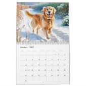 ゴールデンレトリバー犬種の壁掛け カレンダー (1月 2027)