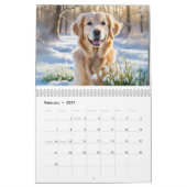 ゴールデンレトリバー犬種の壁掛け カレンダー (2月 2027)