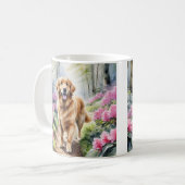 ゴールデンレトリバー犬種の水彩画 コーヒーマグカップ (正面左)