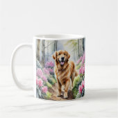ゴールデンレトリバー犬種の水彩画 コーヒーマグカップ (左)