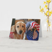 ゴールデンレトリバー独立の日グリーティングカード カード (黄色い花)