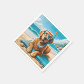 ゴールデンレトリバー着用スキューバダイビングギア スタンダードカクテルナプキン (角)