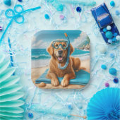 ゴールデンレトリバー着用スキューバダイビングギア ペーパープレート (パーティー)