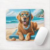 ゴールデンレトリバー着用スキューバダイビングギア マウスパッド (マウス)