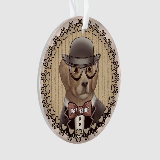 ゴールデンレトリバー着用メガネオーナメント オーナメント (正面)
