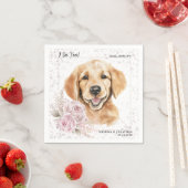 ゴールデンレトリバー私はあまりにもピンクのフローラ犬結婚の スタンダードカクテルナプキン (インサイチュ)