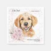 ゴールデンレトリバー私はあまりにもピンクのフローラ犬結婚の スタンダードカクテルナプキン (正面)